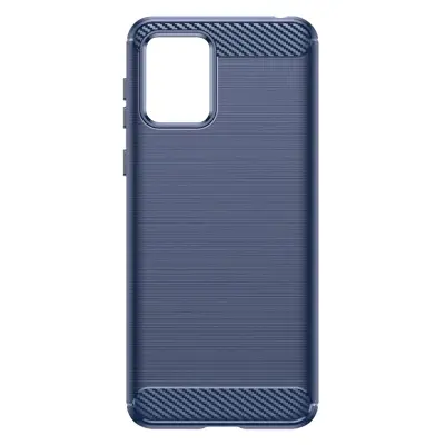 Mehka torbica za Motorola Moto E13, dizajn iz brušene kovine z ucinkom ogljika - polnocno modra