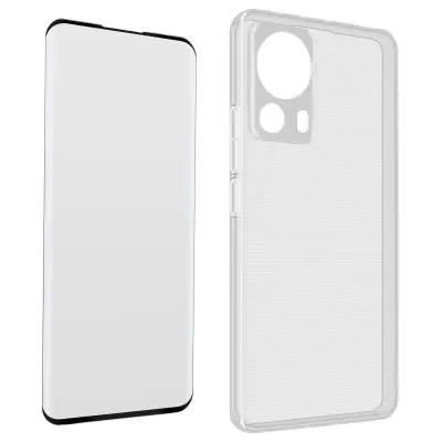 Xiaomi 13 Lite 360° Protection Pack: mehka torbica iz crnega konturnega kaljenega stekla