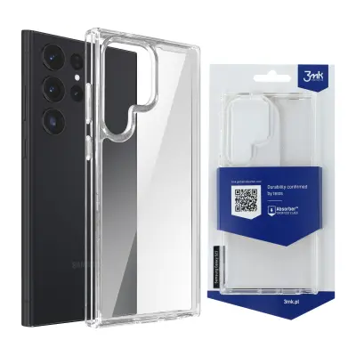 Ovitek za Samsung Galaxy S23 Ultra z ojacanimi vogali, odporen na udarce 1,75 m, prozoren mehak silikon - 3mk ArmorCase