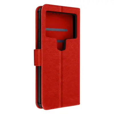 Torbica denarnica za pametni telefon 5,2 do 5,5'', umetno usnje in magnetni zavihek, serija Chesterfield - rdeca