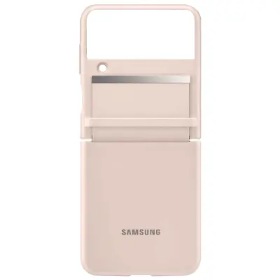 Originalni usnjeni etui Samsung Galaxy Z Flip 4 iz pravega usnja - breskev