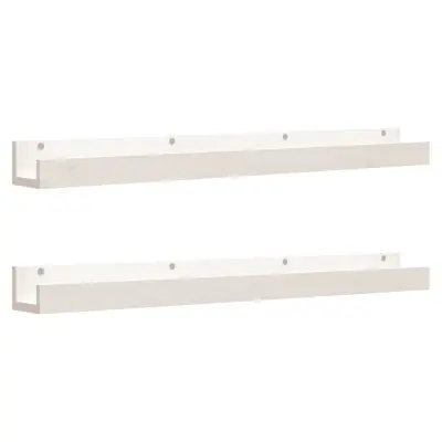 vidaXL Stenske police 2 kosa bela 110x12x9 cm trdna borovina