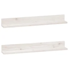 vidaXL Stenske police 2 kosa bela 80x11x9 cm trdna borovina