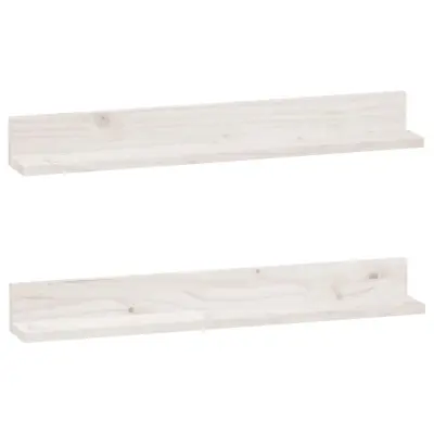 vidaXL Stenske police 2 kosa bela 80x11x9 cm trdna borovina