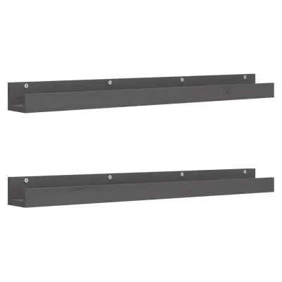 vidaXL Stenske police 2 kosa siva 110x12x9 cm trdna borovina