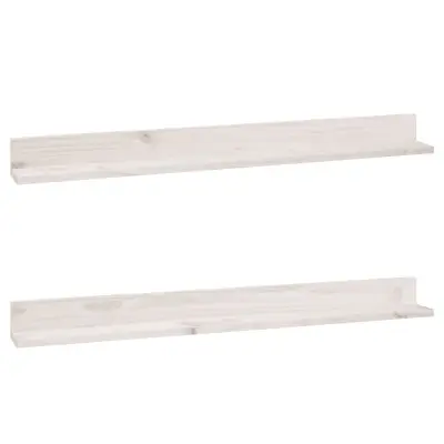 vidaXL Stenske police 2 kosa bela 110x11x9 cm trdna borovina