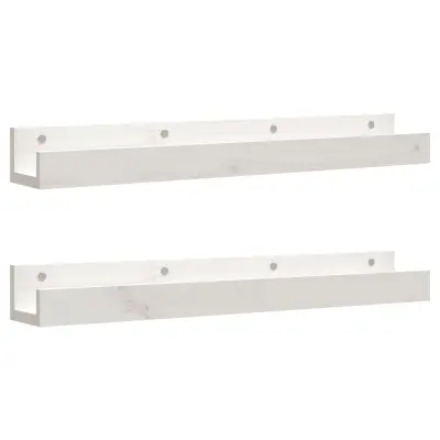 vidaXL Stenske police 2 kosa bela 80x12x9 cm trdna borovina