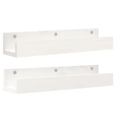vidaXL Stenske police 2 kosa bela 50x12x9 cm trdna borovina
