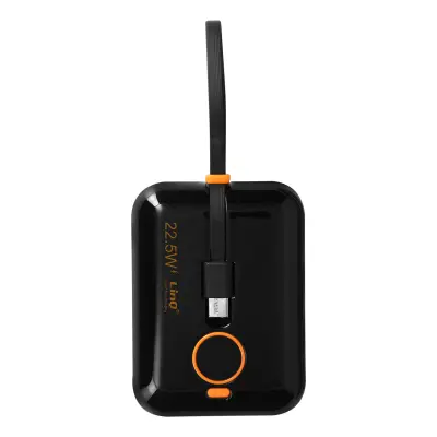 15000 mAh Power Bank, 22,5 W USB Fast Charge z vgrajenimi 20 W USB-C in kabli Lightning - LED zaslon, LinQ - crna