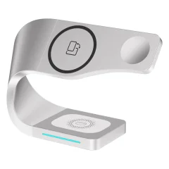 Polnilna postaja MagSafe za iPhone, 3-v-1 z brezžicnim polnjenjem za Apple Watch in AirPods - bela