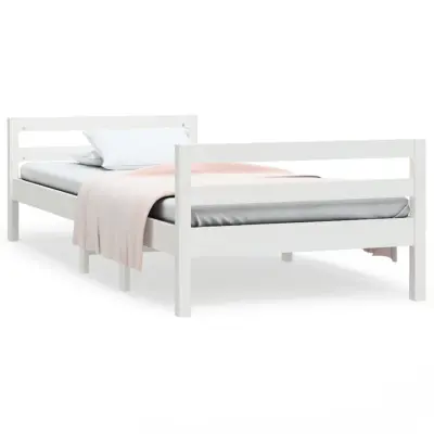 vidaXL Posteljni okvir brez vzmetnice bel 75x190 cm trdna borovina