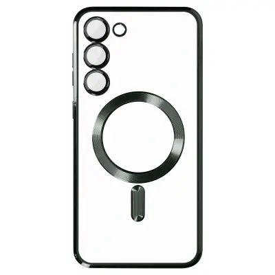 Ovitek MagSafe za Samsung S23, zašcita kamere, prozorna hrbtna stran Zelen obris
