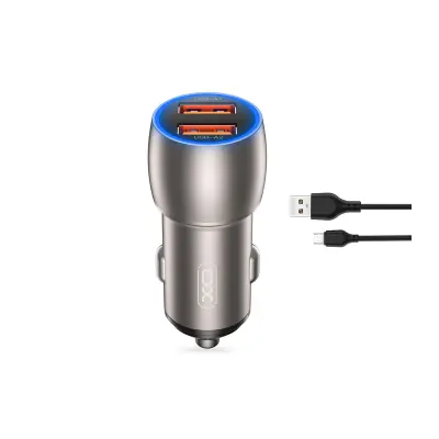 Polnilec za avto XO CC52 QC 36W 2xUSB + microUSB kabel