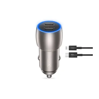 Polnilec za avto XO CC51 PD 40W 2xUSB-C + kabel 8-pin Lightning