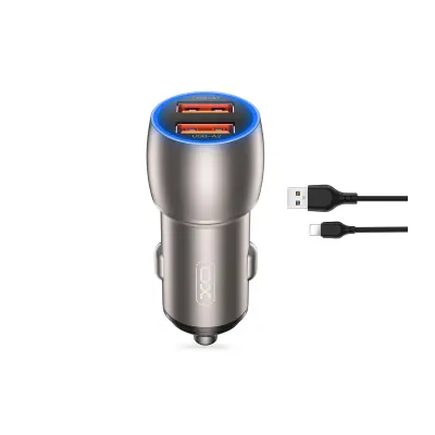 Polnilec za avto XO CC52 QC 36W 2xUSB + kabel 8-pin Lightning