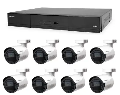 Komplet kamer 1x AVTECH NVR AVH1109 in 8x 2MPX IP Bullet kamera AVTECH DGM2103ASVP + 8x UTP kabel 1x RJ45 - 1x RJ45 Cat5e 15m!
