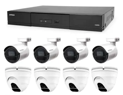 Komplet kamer 1x AVTECH NVR AVH1109, 4x 2MPX IP Bullet kamera AVTECH DGM2103SV in 4x 2MPX IP Dome kamera AVTECH DGM2203SVSE + 8x UTP kabel 1x RJ45 - 1