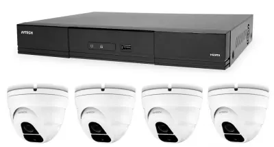 Komplet kamer 1x AVTECH NVR AVH1109 in 4x 2MPX IP Dome kamera AVTECH DGM2203ASVSEP + 4x UTP kabel 1x RJ45 - 1x RJ45 Cat5e 15m!