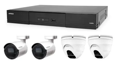 Komplet kamer 1x AVTECH NVR AVH1109, 2x 2MPX IP Bullet kamera AVTECH DGM2103ASVP in 2x 2MPX IP Dome kamera AVTECH DGM2203ASVSEP + 4x UTP kabel 1x RJ45