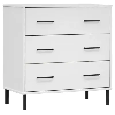 vidaXL Komoda s 3 predali bela 77x40x79,5 cm trden les OSLO