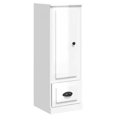 vidaXL Visoka omarica visok sijaj bela 36x35,5x103,5 cm inženirski les