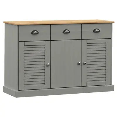 vidaXL Komoda s predali VIGO 113x40x75 cm siva trdna borovina