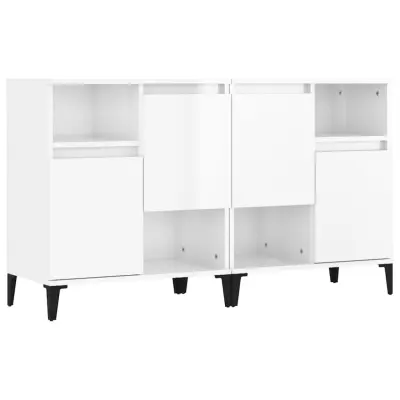 vidaXL Komoda 2 kosi visok sijaj bela 60x35x70 cm inženirski les