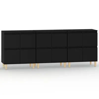 vidaXL Komoda 3 kosa črna 60x35x70 cm inženirski les
