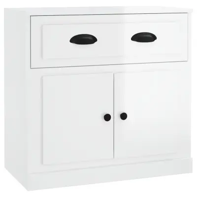 vidaXL Komoda visok sijaj bela 70x35,5x67,5 cm inženirski les