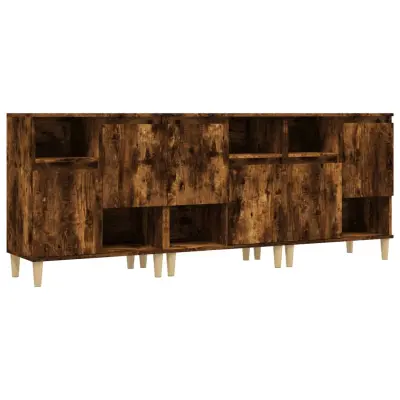 vidaXL Komoda 3 kosa dimljeni hrast 60x35x70 cm inženirski les