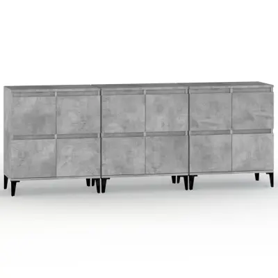 vidaXL Komoda 3 kosa betonsko siva 60x35x70 cm inženirski les