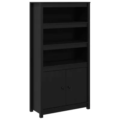 vidaXL Visoka omarica črna 80x35x154 cm trdna borovina