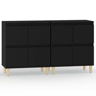 vidaXL Komoda 2 kosa črna 60x35x70 cm inženirski les