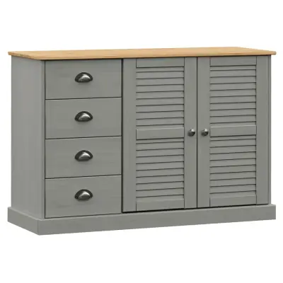 vidaXL Komoda s predali VIGO 113x40x75 cm siva trdna borovina