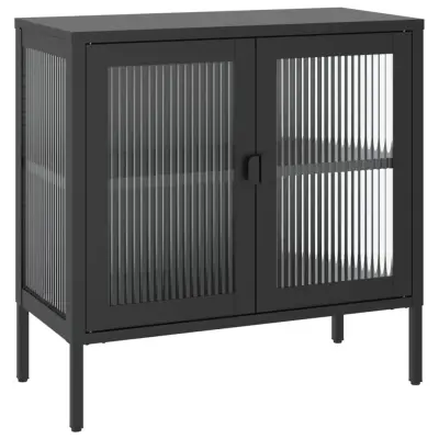vidaXL Komoda črna 70x35x70 cm steklo in jeklo