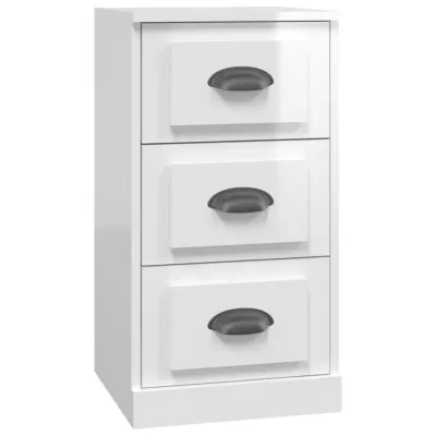 vidaXL Komoda visok sijaj bela 36x35,5x67,5 cm inženirski les