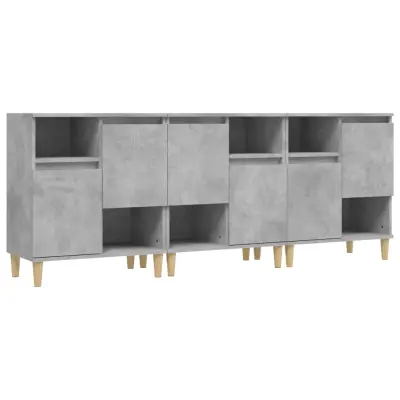 vidaXL Komoda 3 kosa betonsko siva 60x35x70 cm inženirski les