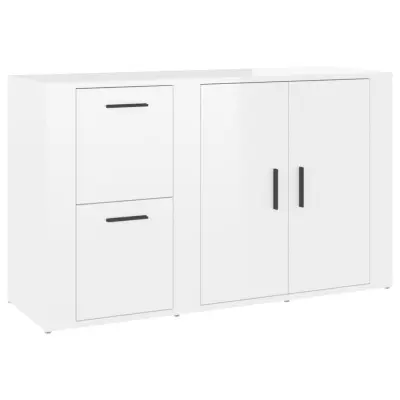 vidaXL Komoda visok sijaj bela 100x33x59,5 cm inženirski les