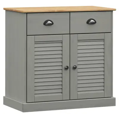 vidaXL Komoda s predali VIGO 78x40x75 cm siva trdna borovina