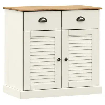 vidaXL Komoda s predali VIGO 78x40x75 cm bela trdna borovina