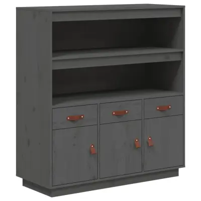 vidaXL Visoka omara siva 100x40x108,5 cm trdna borovina