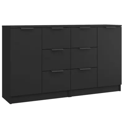 vidaXL Komoda 2 kosa črna 60x30x70 cm inženirski les