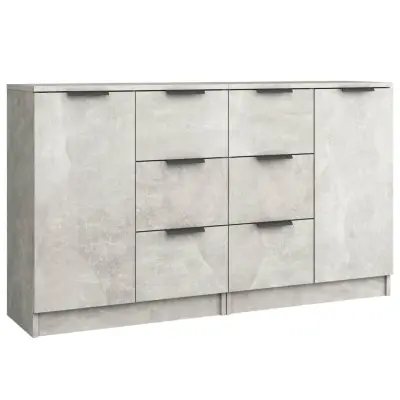 vidaXL Komoda 2 kosa betonsko siva 60x30x70 cm konstruiran les