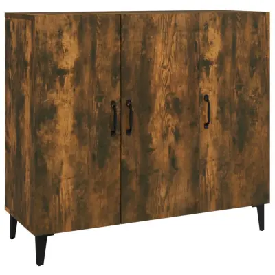 vidaXL Komoda dimljeni hrast 90x34x80 cm konstruiran les