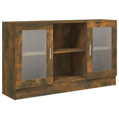 vidaXL Vitrina dimljeni hrast 120x30,5x70 cm konstruiran les