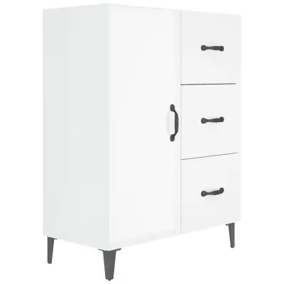 vidaXL Komoda visok sijaj bela 69,5x34x90 cm inženirski les