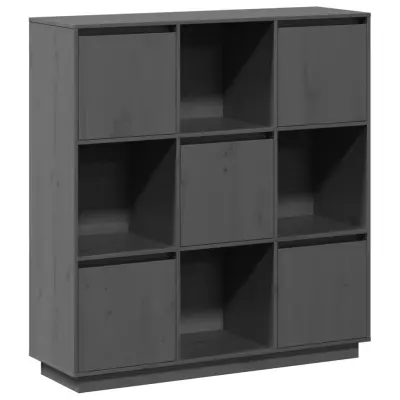 vidaXL Visoka omara siva 110,5x35x117 cm trdna borovina