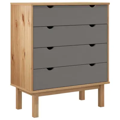 vidaXL Predalnik OTTA rjav in siv 76,5x39,5x90 cm trdna borovina