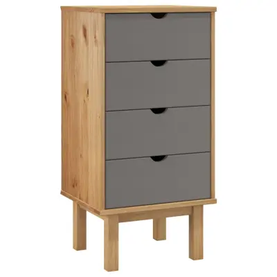 vidaXL Predalnik OTTA rjav in siv 45x39x90 cm trdna borovina