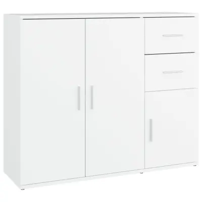 vidaXL Komoda bela 91x29,5x75 cm inženirski les